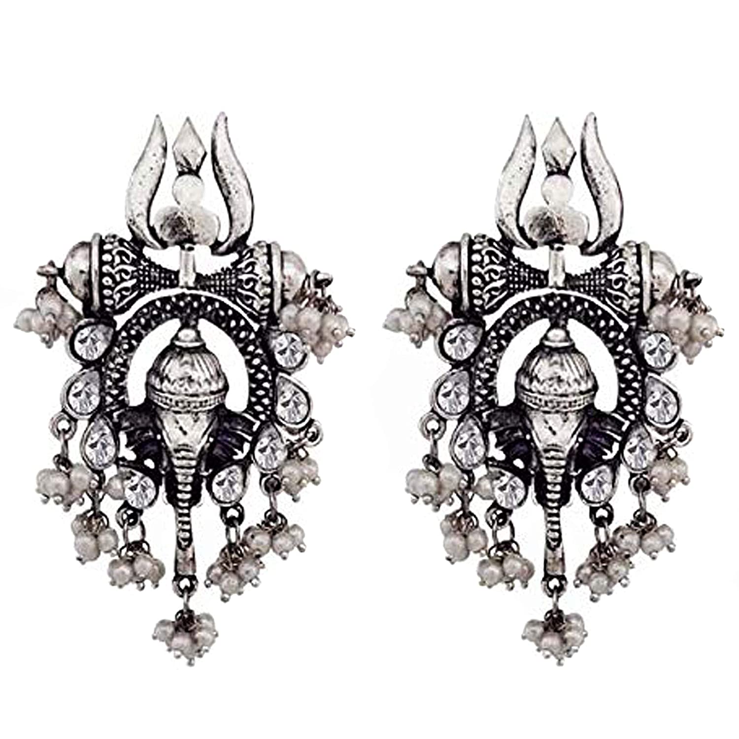 Silver-Plated Alloy Oxidised Ganesh Ji Shape Necklace - The Pari | Grocsy