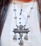 Silver-Plated Alloy Long Designer Oxidised Necklace - The Pari | Grocsy