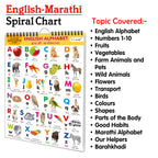 English-Marathi Chart For Kids (16 Charts ) 36 X 50 Cm - Children Spiral Wall Picture Chart | Grocsy