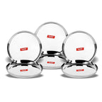 Sumeet Stainless Steel Plates - Set of 6, Silver | Grocsy
