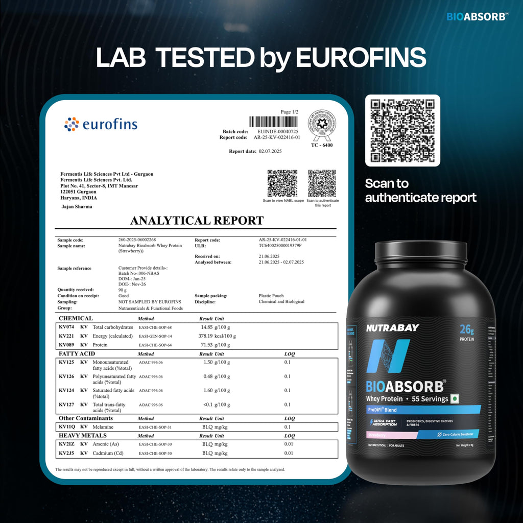 Nutrabay BioAbsorb Whey ProDiFi for Ultra-Fast Absorption - Strawberry Flavour | Grocsy