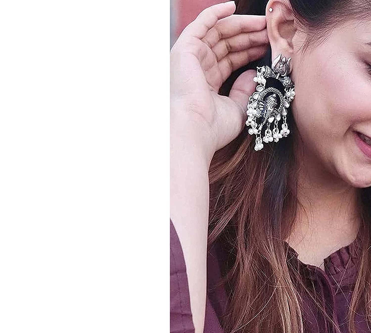 Silver-Plated Alloy Oxidised Rose Shape Necklace - The Pari | Grocsy