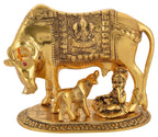 BRIJ HAAT Kamdhenu Cow and Calf Metal Showpiece for Home Decoration and Decorative Gift Item @17cm Gold | Grocsy