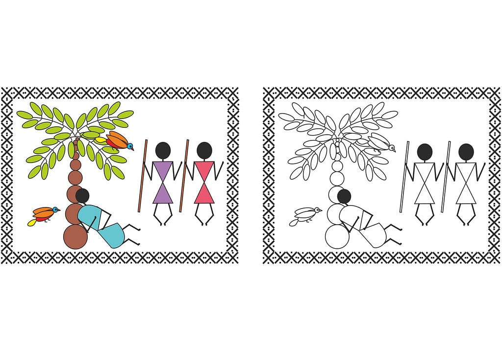 Scholars Hub Best Of Warli Art Paintings Book -Vol 1, Vol 2 (Set Of 2 Books) | 68 Pages | Grocsy