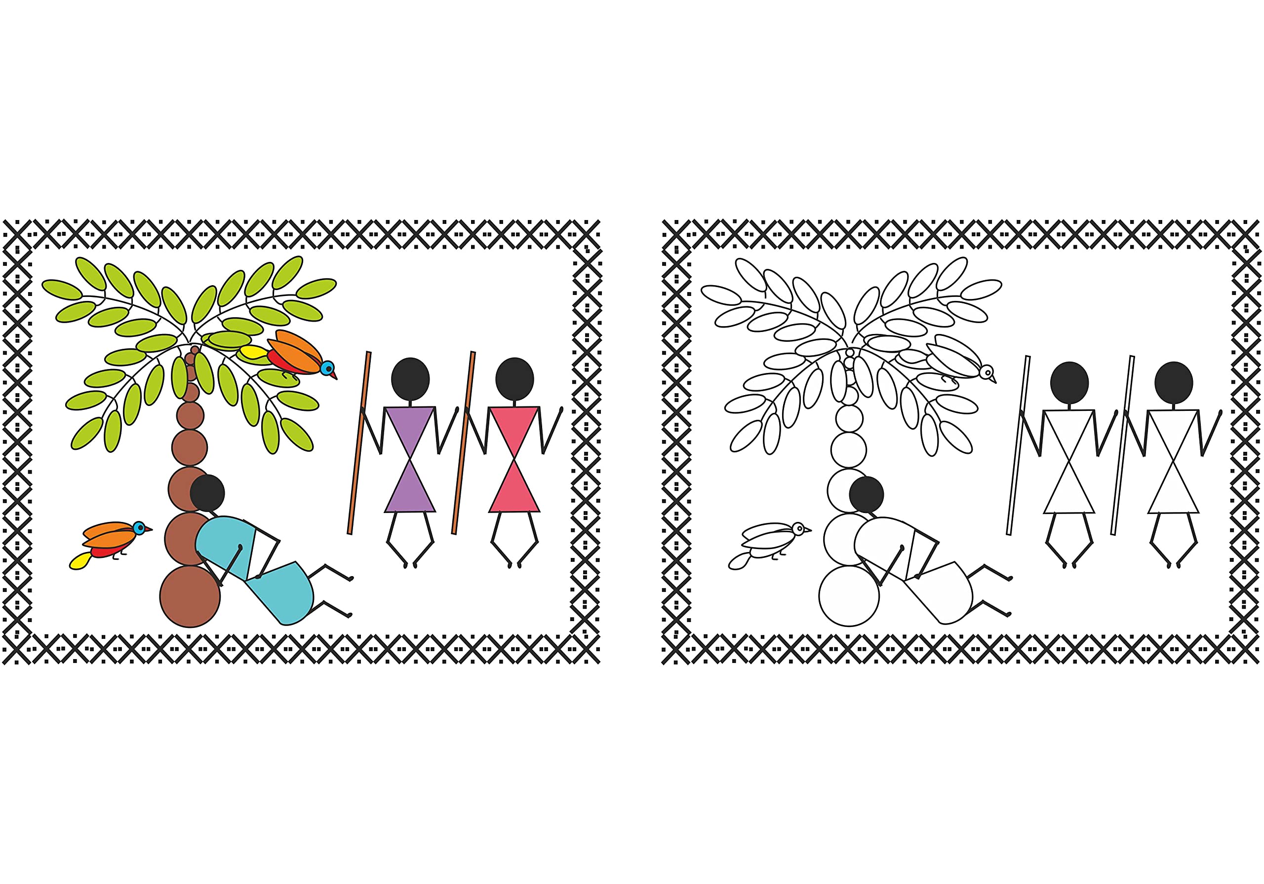 Scholars Hub Best Of Warli Art Paintings Book -Vol 1, Vol 2 (Set Of 2 Books) | 68 Pages | Grocsy