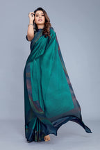 Mirchi Fashion Women's Teal Chiffon Colorful Moire Prints Saree | Grocsy