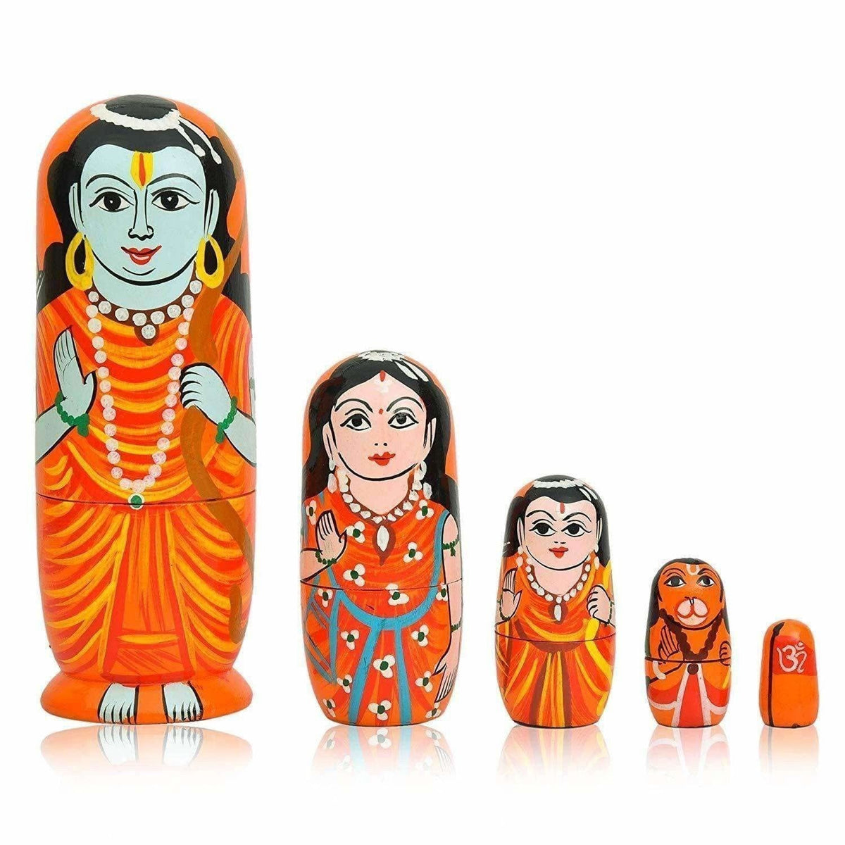Indian doll - Kids Handmade Hand Painted Cute Wooden Indian Women Nesting Dolls | Grocsy