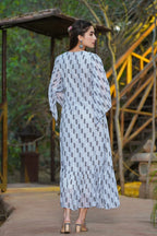 Juniper Women's Women Beautiful Grey Checked Tiered Dress | Grocsy