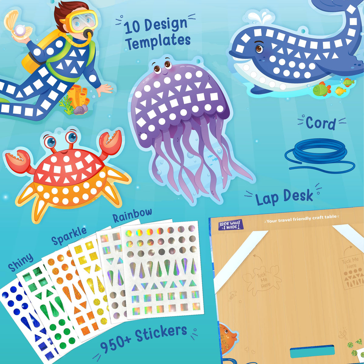 Imagimake Mirror Mosaic Ocean Theme Kids Art Set | DIY Craft Kit with Foil Stickers | Mosaic Kit for Kids | Birthday Gift for Boys and Girls Ages 3-8 | Toys for 4 Year Old Boys | Grocsy