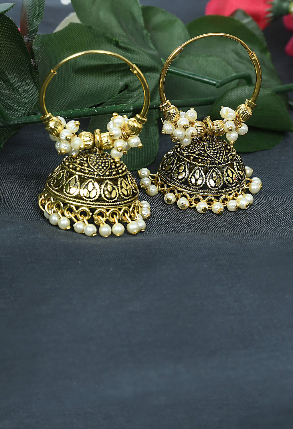 Mominos Fashion Johar Kamal Designer Golden Color Jhumkas | Grocsy