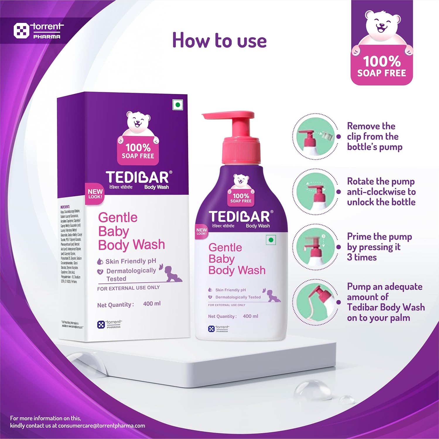 Tedibar Gentle Baby Body Wash For Prevents Dryness & Rashes | Grocsy