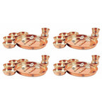 Traditional Design Copper Thali Multi cuisine Dinnerware Set, 8 Pieces | Grocsy