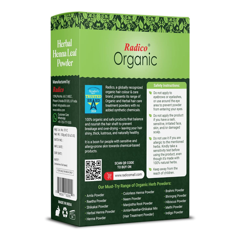 Radico Organic Herbal Henna Powder | Grocsy