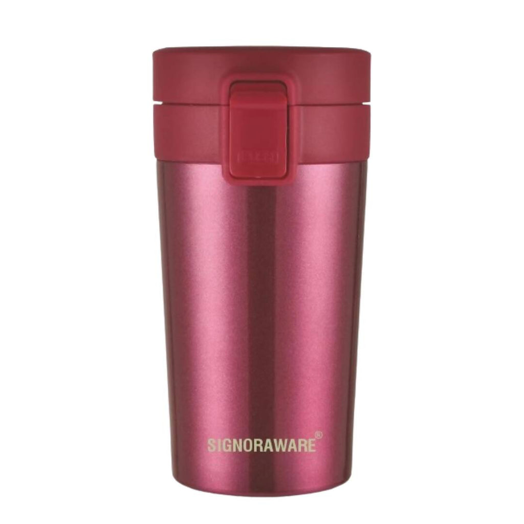 Signoraware Hot Pour Coffeemate Insulated Mug Tumbler - 350 ml (Red) | Grocsy