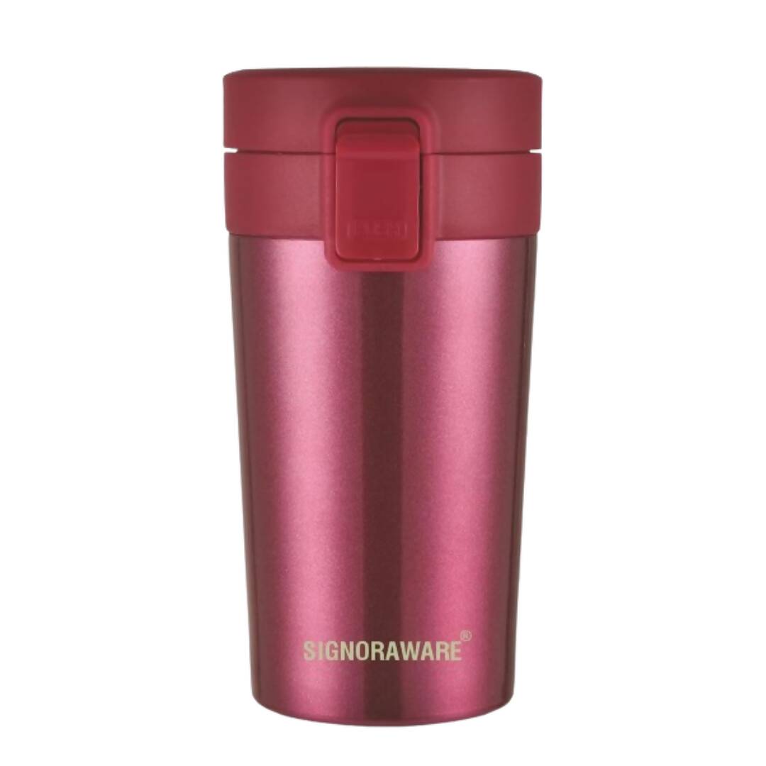Signoraware Hot Pour Coffeemate Insulated Mug Tumbler - 350 ml (Red) | Grocsy