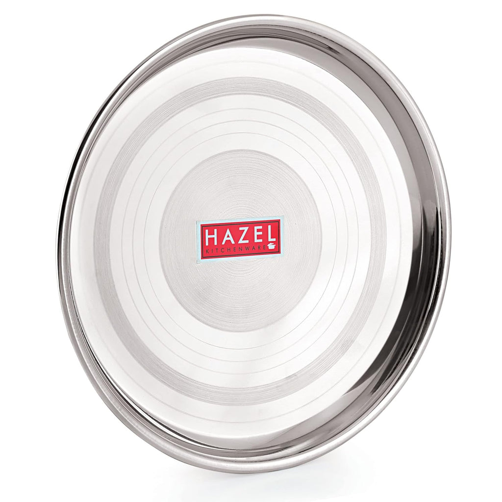 HAZEL Stainless Steel Plate Set for Dinner Launch, Set of 2, 28.5 cm, Medium | Grocsy