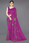 Mirchi Fashion Women's Pink Vichitra Silk Stylish Floral Printed Saree | Grocsy