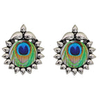 Silver-Plated Alloy Epoxy Peacock Oxidised Necklace - The Pari | Grocsy
