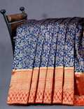 Shades of Navy Blue Floral Designbanaras Semi Silk Saree By Gayathri Reddy Designer Studio | Grocsy