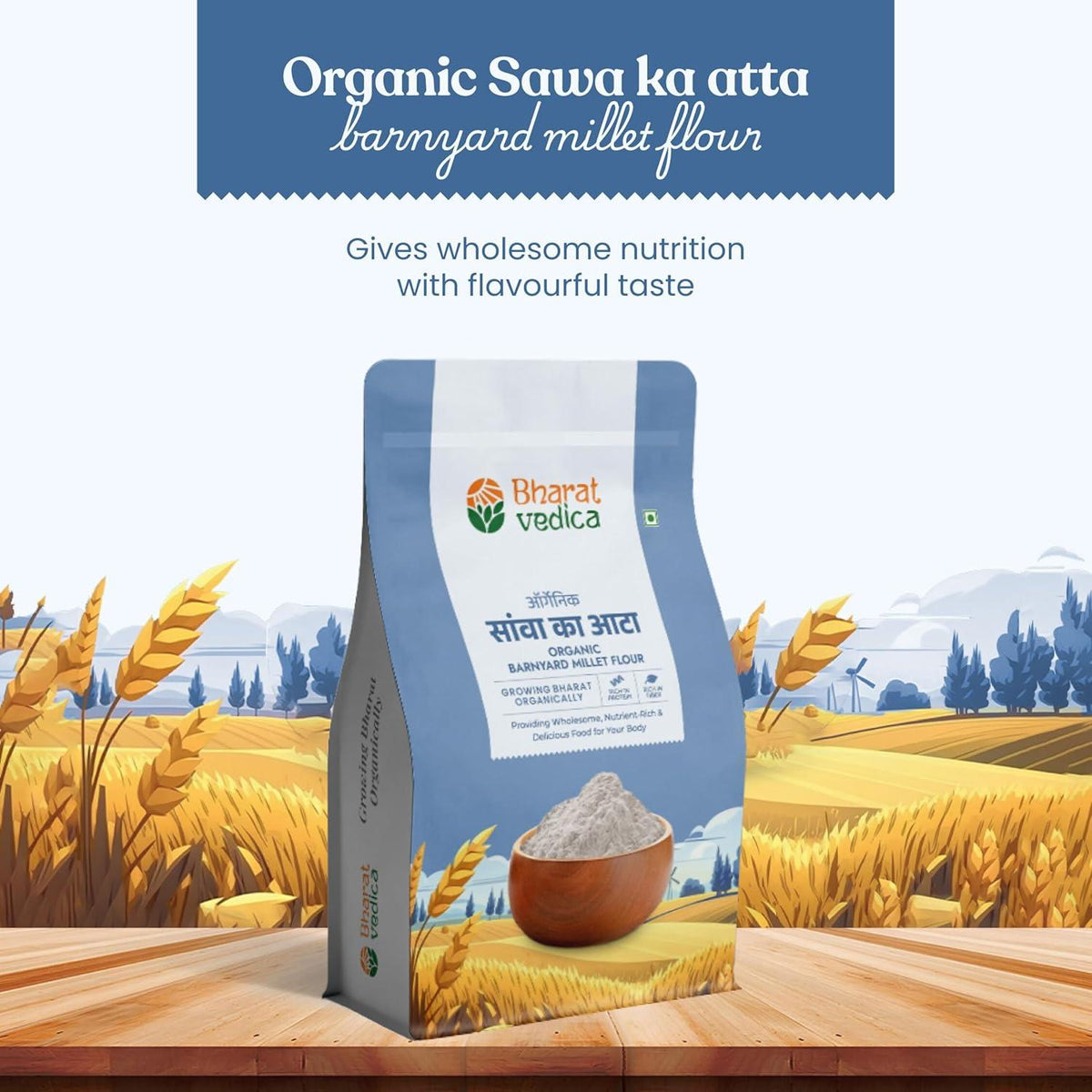Bharat Vedica Organic Barnyard Millet Flour - Organic Sava ka Atta | Grocsy