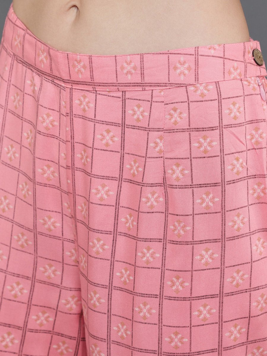 Aks Ethnic Motifs Printed Straight Kurta with Palazzos & Dupatta | Grocsy