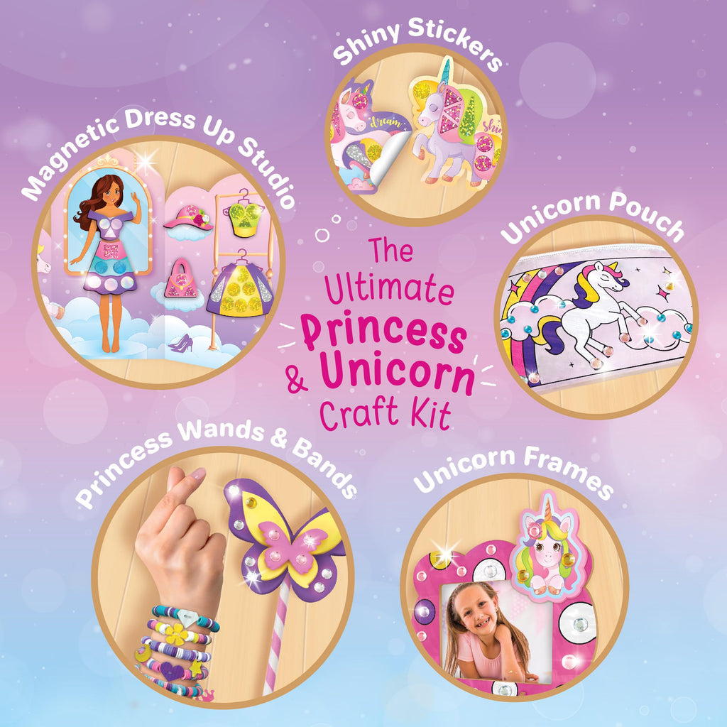 Imagimake Unicorn Craft Kit | 20+ Mess Free Activities | Bracelet Making Kit, Magnetic Board Princess Dress Up, Unicorn Stickers and More | 5,6,7,8 Year Old Girl Birthday Gift | Crafts for Girls 8-12 | Grocsy