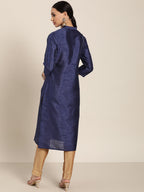 Sangria Women Navy Blue Solid Straight Kurta | Grocsy