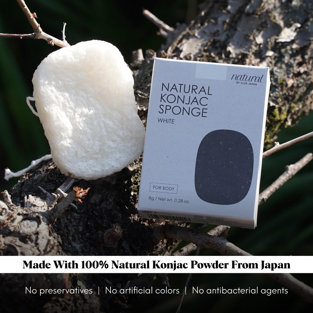 ILEM JAPAN Natural Konjac Body Sponge - Soft White Sponge | Grocsy