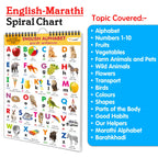 English-Marathi Chart For Kids (16 Charts ) 36 X 50 Cm - Children Spiral Wall Picture Chart | Grocsy