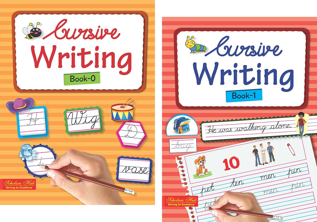 Scholars Hub Cursive Writing Books Combo (Vol 0,1) (For Ages 4-6)- Capital Letters, Small Letters & Word Family | Pack Of 2 Books | Grocsy