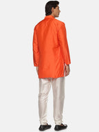 Sethukrishna Men Orange Kurti with Pyjamas | Grocsy