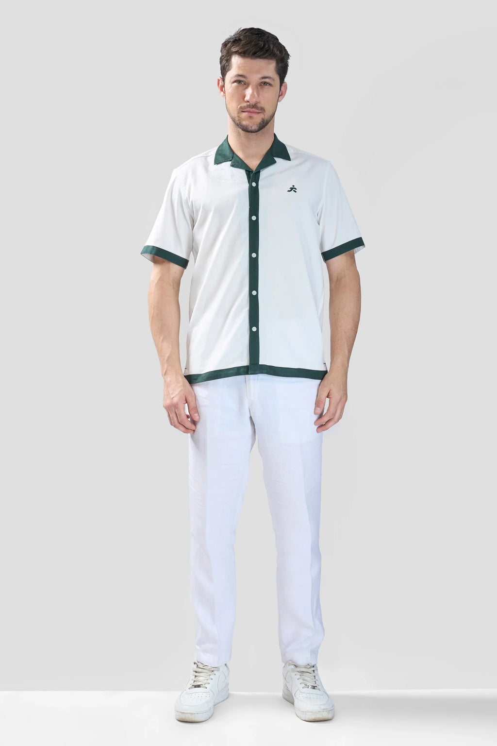Xkind White Polo Backprinted Textured Relaxed Fit Shirt | Grocsy