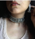 Silver-Plated Alloy Oxidised Silver Geometric Necklace - The Pari | Grocsy
