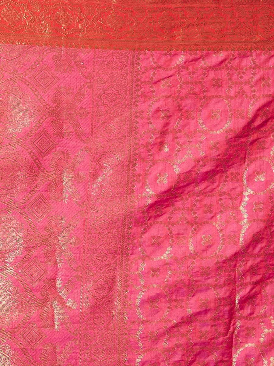 Akhilam Women's Jacquard Kanjivaram Silk Saree With Unstitched Blouse | Grocsy