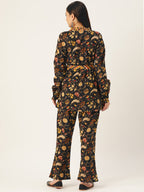InWeave Women's Black Kalamkari Coord Set With Belt | Grocsy