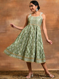 Aks Ethnic Motifs Printed Gotta Patti Pure Cotton Anarkali Kurta | Grocsy