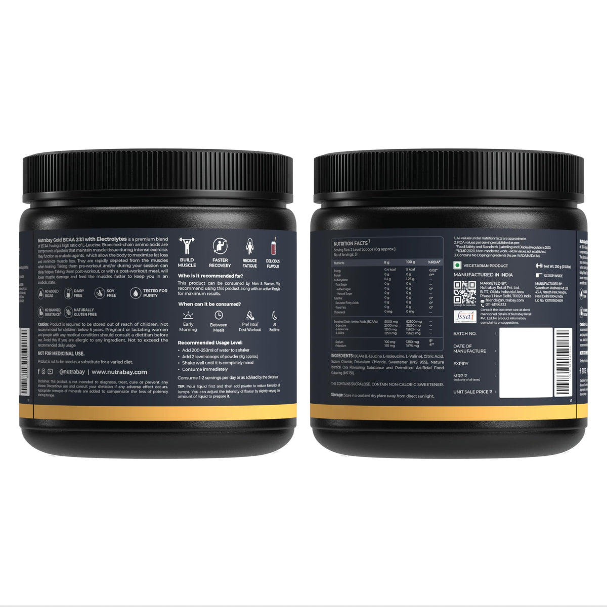 Nutrabay Gold BCAA 2:1:1 with Electrolytes - Cola | Grocsy