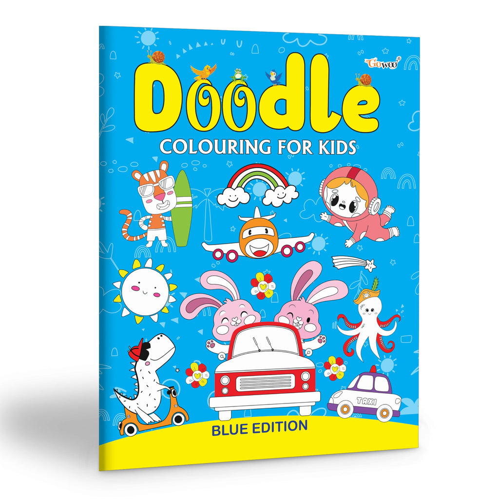 Doodle Colouring For Kids - Blue Edition : Kids Colouring Book, Colouring Book For Toddlers, Fun Learning Colouring Book, Colouring Book For Young Learners | Grocsy