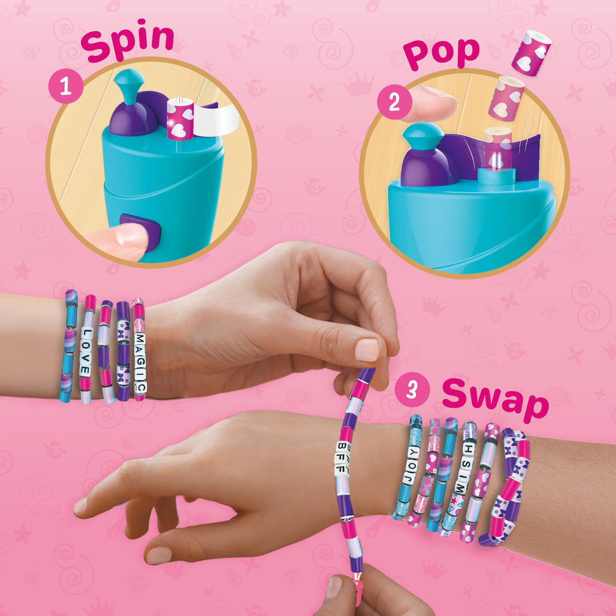 Imagimake Spin n Pop : DIY Bracelets Braids & More | Patented Electric Bracelet Maker | DIY Craft Kits for Girls Ages 8-13 | Create 25+ Accessories for Girls 10-12 | Teenage Girl Gift Ideas | Grocsy