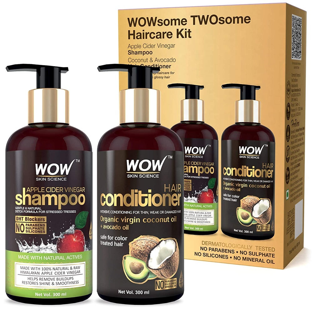 Wow Skin Science Apple Cider Vinegar Shampoo and Hair Conditioner Combo | Grocsy