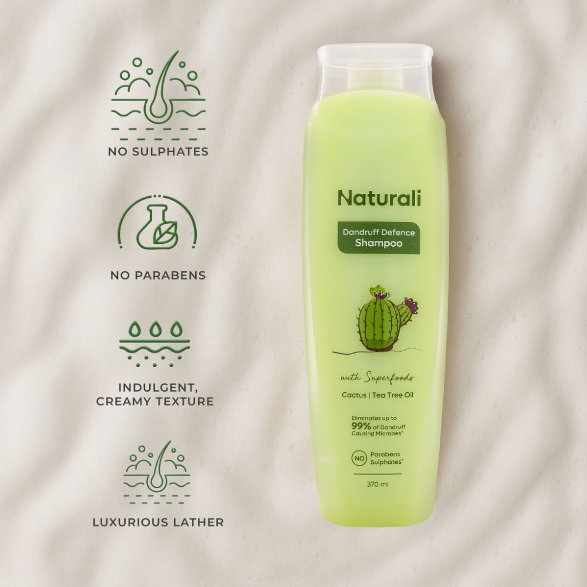 Naturali Dandruff Defence Shampoo with Tea Tree Oil & Cactus Extracts | Grocsy