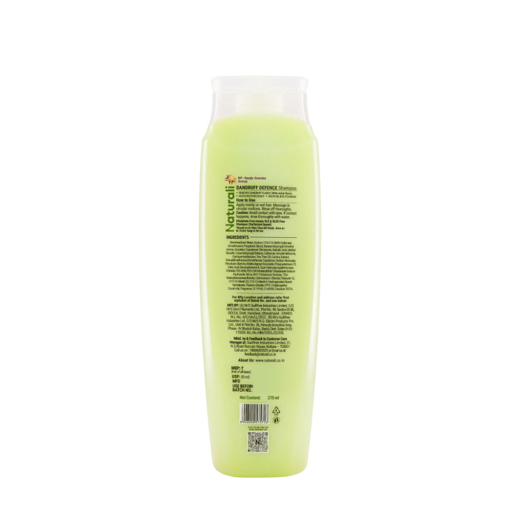 Naturali Dandruff Defence Shampoo with Tea Tree Oil & Cactus Extracts | Grocsy