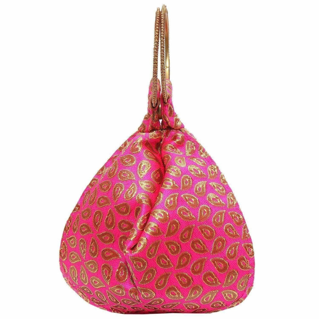 Ethnic Clutch Silk Potli Batwa Pouch Bag with Metal Bead work | Grocsy