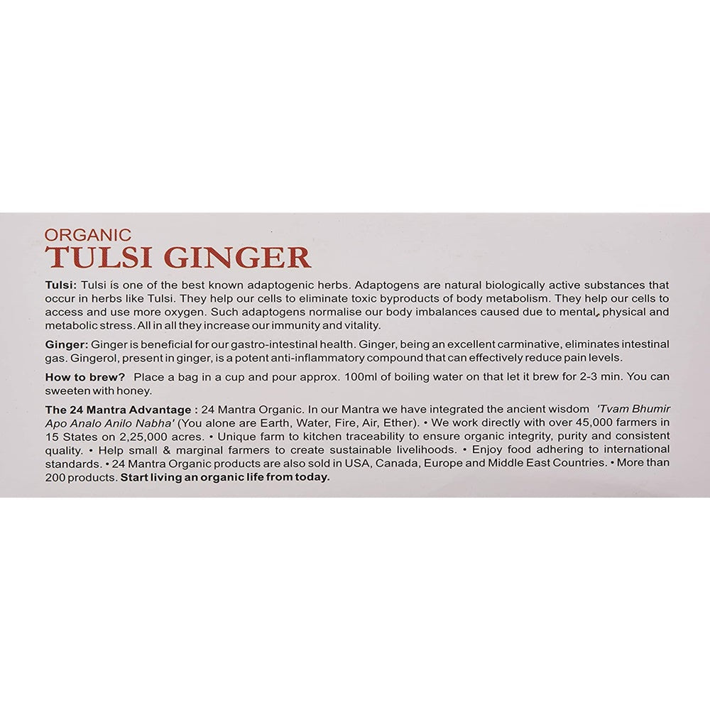 24 Mantra Organic Tulsi Ginger Herbal Infusion Tea | Grocsy