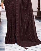 Brown Georgette Swaroski Work Saree With Unstitched Blouse Piece - Juhi | Grocsy