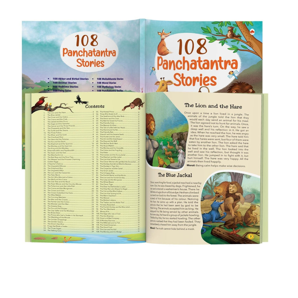 108 Panchatantra Stories (Illustrated) - Story Book For Kids - English Short Stories - Moral Stoy Book - Bedtime Stories - Age 3+ - Read Aloud To Infants, Toddlers | Grocsy