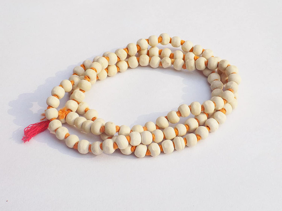 Kannssky White Tulsi Japa Mala 108 + 1 Beads | Grocsy