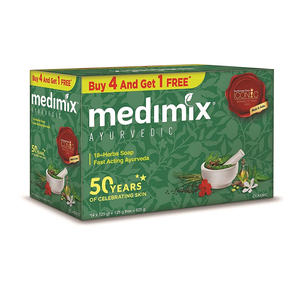Medimix Ayurvedic Classic 18 Herbs Soap, 125 g (4 + 1 Offer Pack) | Grocsy