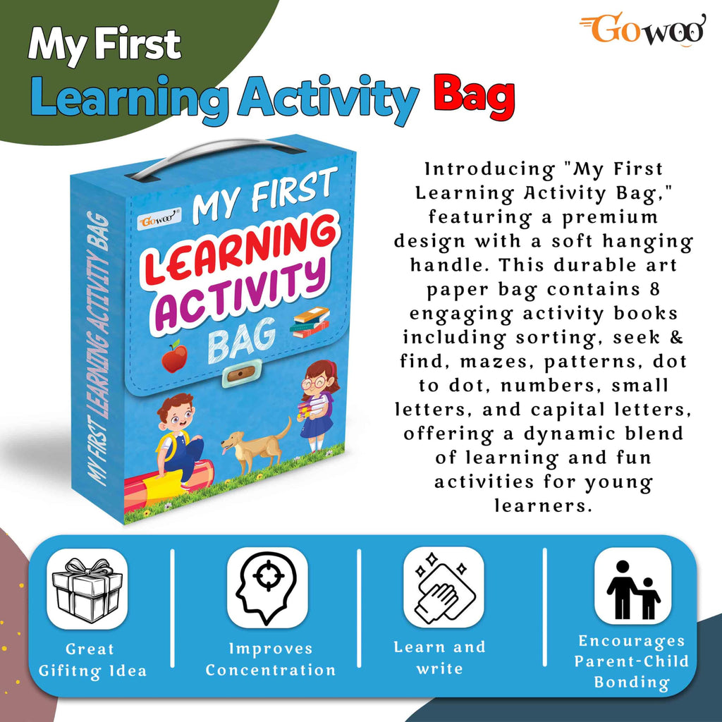 My First Learning Activity Bag : Educational Activity Books, Activity Bag For Early Learners, Kid'S Activity Bag Set-Ages 3-12, Mazes, Small Letters, Capital Letter And More | Activity Books | Grocsy