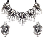 Silver-Plated Alloy Oxidised Ganesh Ji Shape Necklace - The Pari | Grocsy